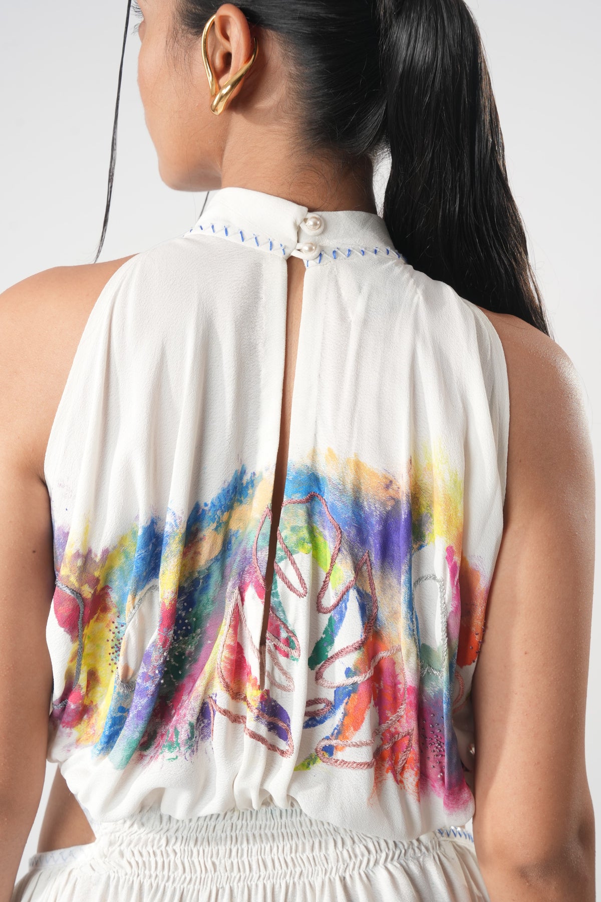 Halter Cutout Swing Dress – Whimsical - White