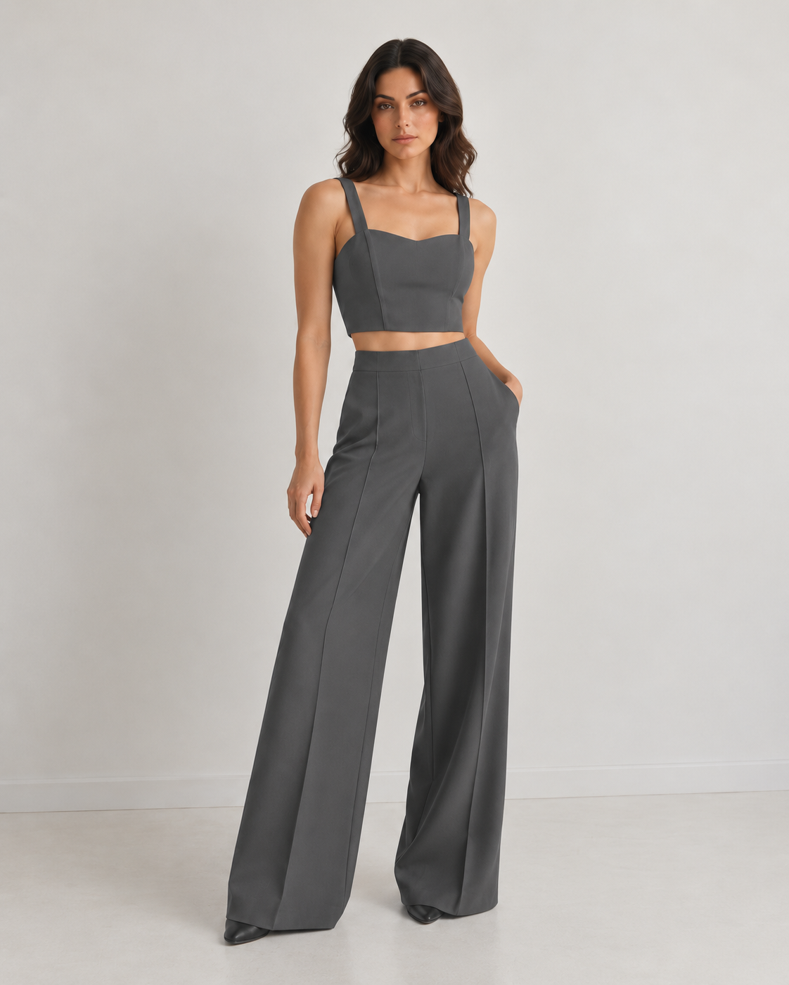 Sweetheart Neck Corset – Venusian Grace - Mid Grey
