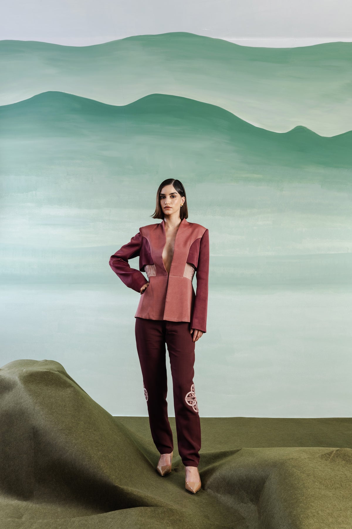 Layered Back Over Blazer – Aura - Blush Merlot