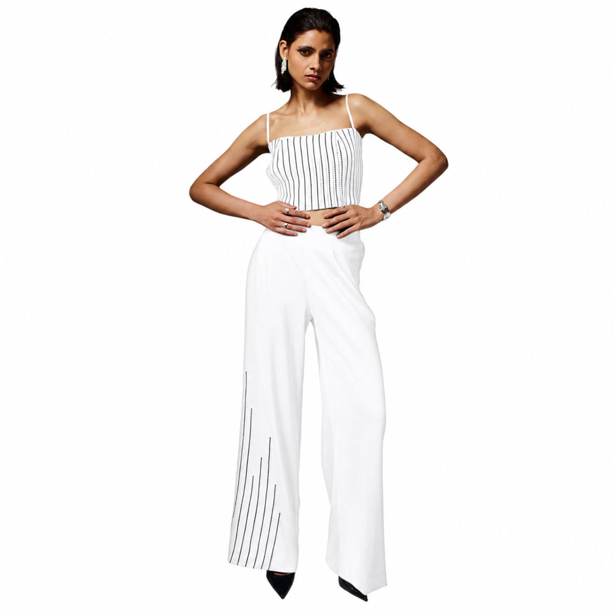 Cord Embroidered Square Neck Bustier – Rhythm - White