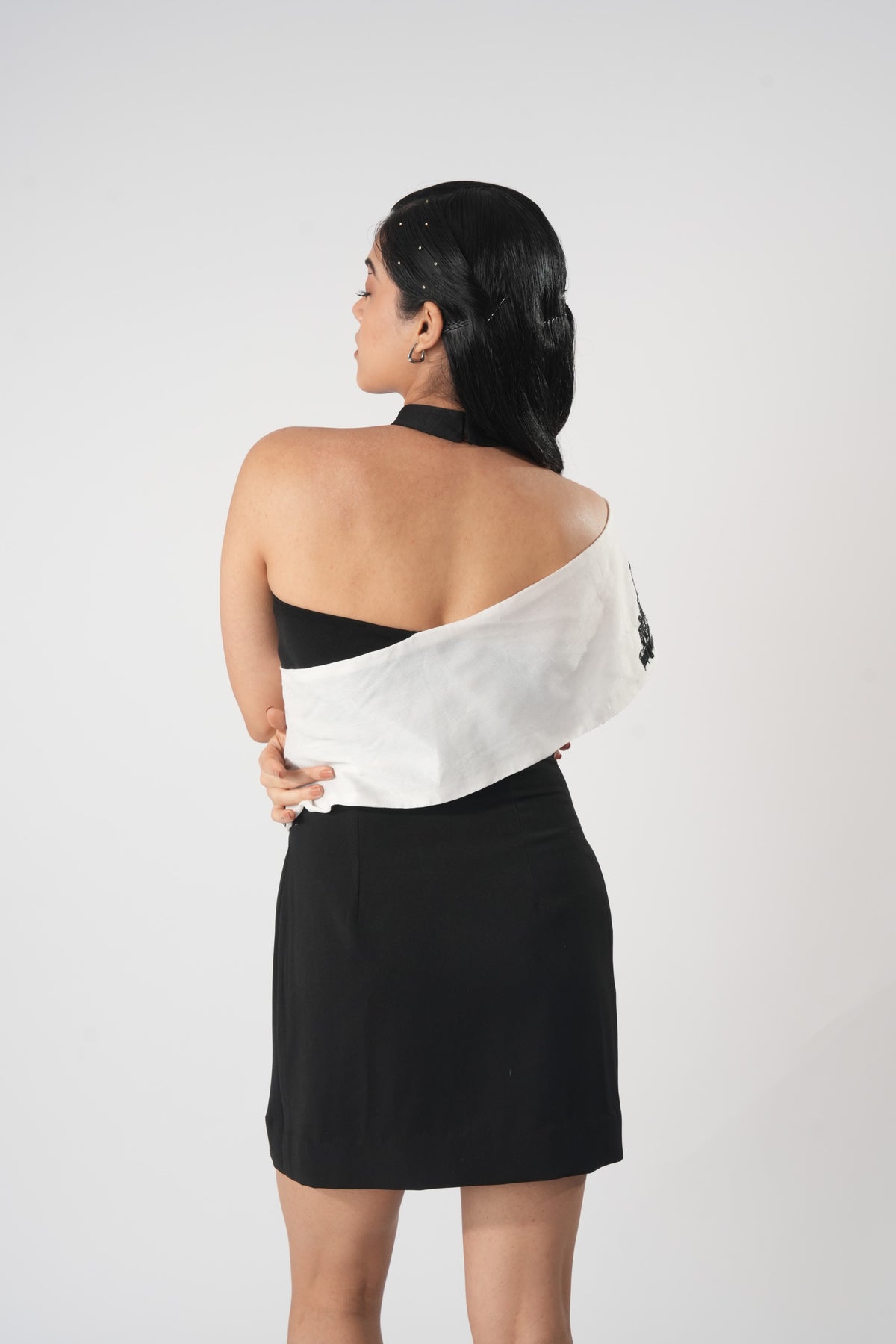 Organza Panel Bodycon Dress – Roma - Black
