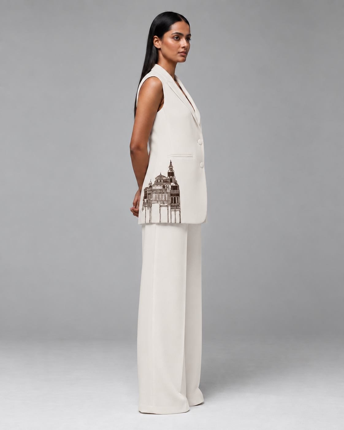 Sleeveless Tailored Blazer – Regal - White