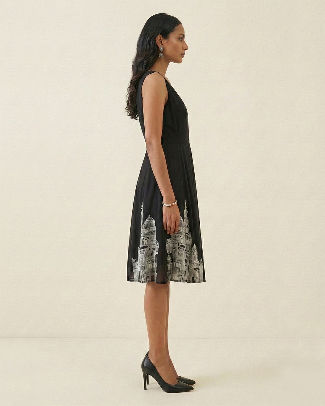 Organza Fit and Flare Dress – Regal - Black