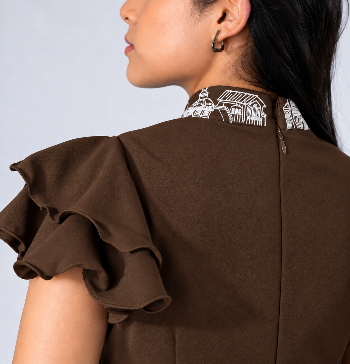 Ruffled Sleeve Bodysuit – Fantasticate - Deep Brown