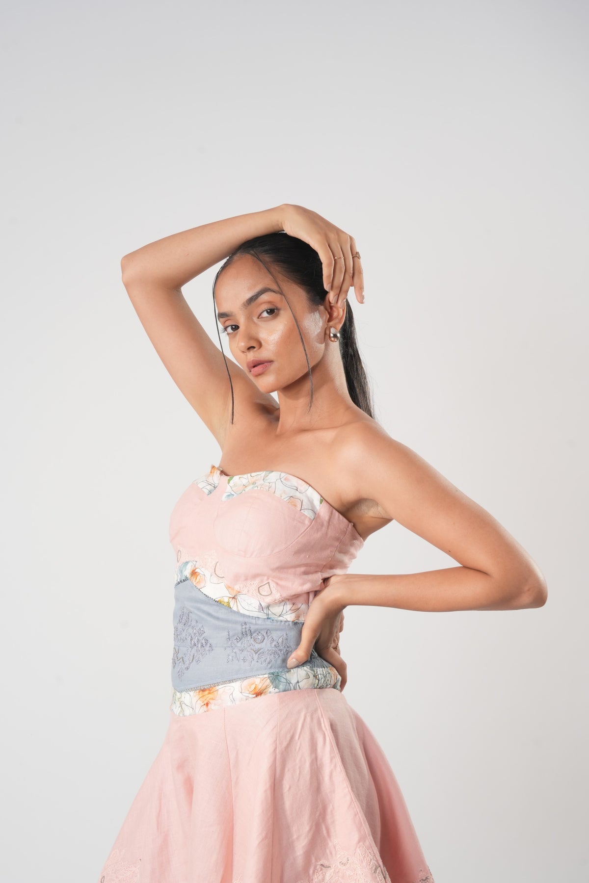 Strapless Embroidered Playsuit – Whimsy - Pink