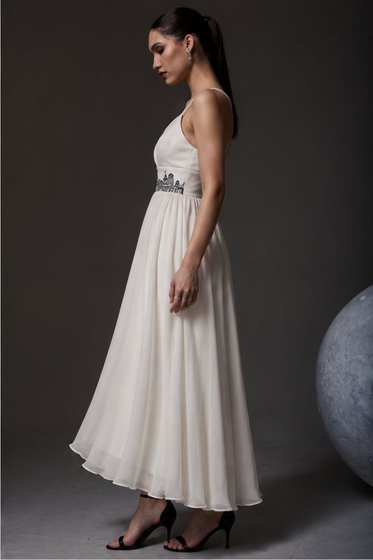 Sweetheart A-Line Organza Dress – Skyline - White