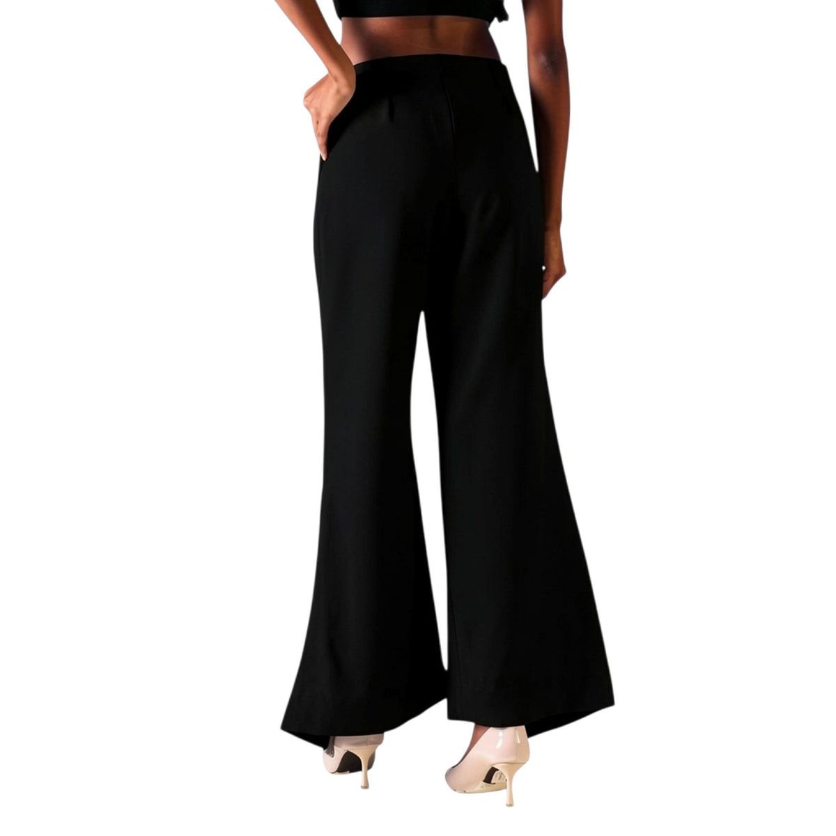Overlap Slit Wide-Leg Trousers – Heba - Black