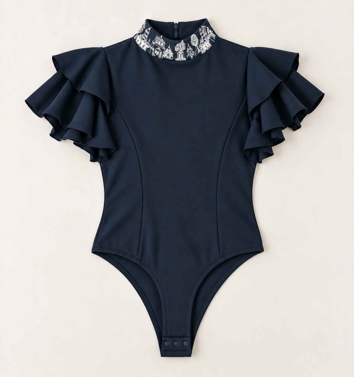 Ruffled Sleeve Bodysuit – Fantasticate - Poseidon Navy