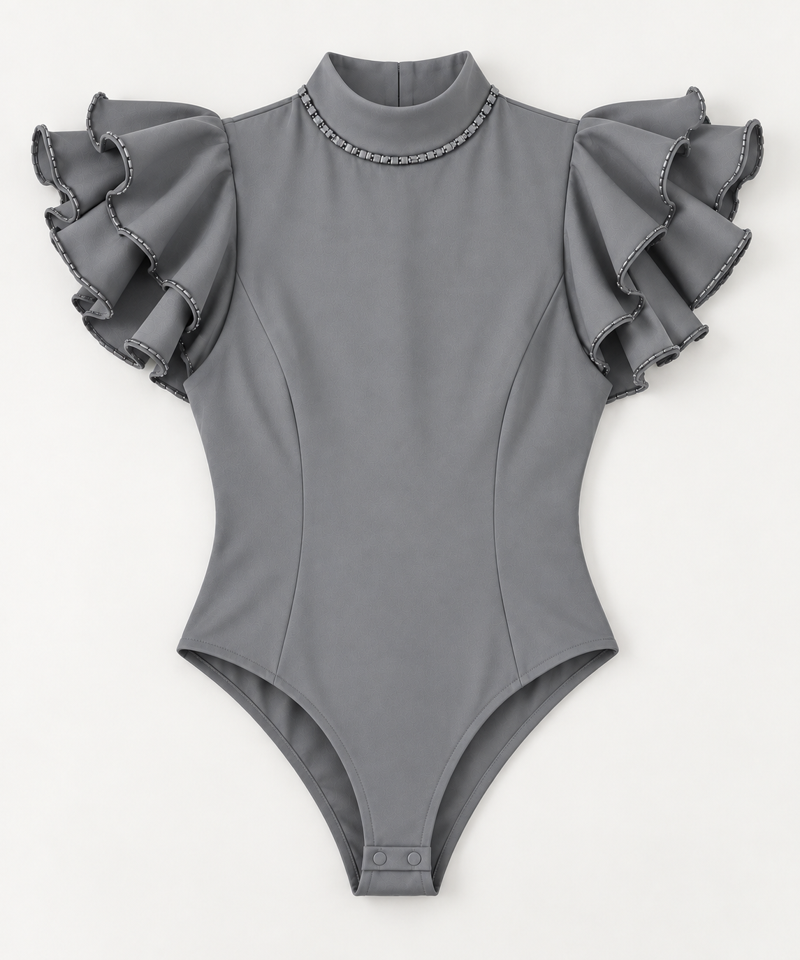 Pearl Neck Ruffled Sleeve Bodysuit – Fantasticate - Mid Grey