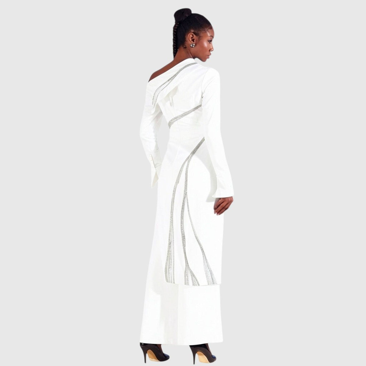 One-Shoulder Draped Midi Dress – Ecalt - White