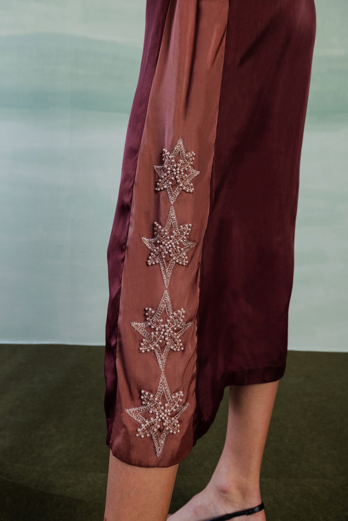 Asymmetric Satin Shirt Dress – Romanesque - Wine Berry