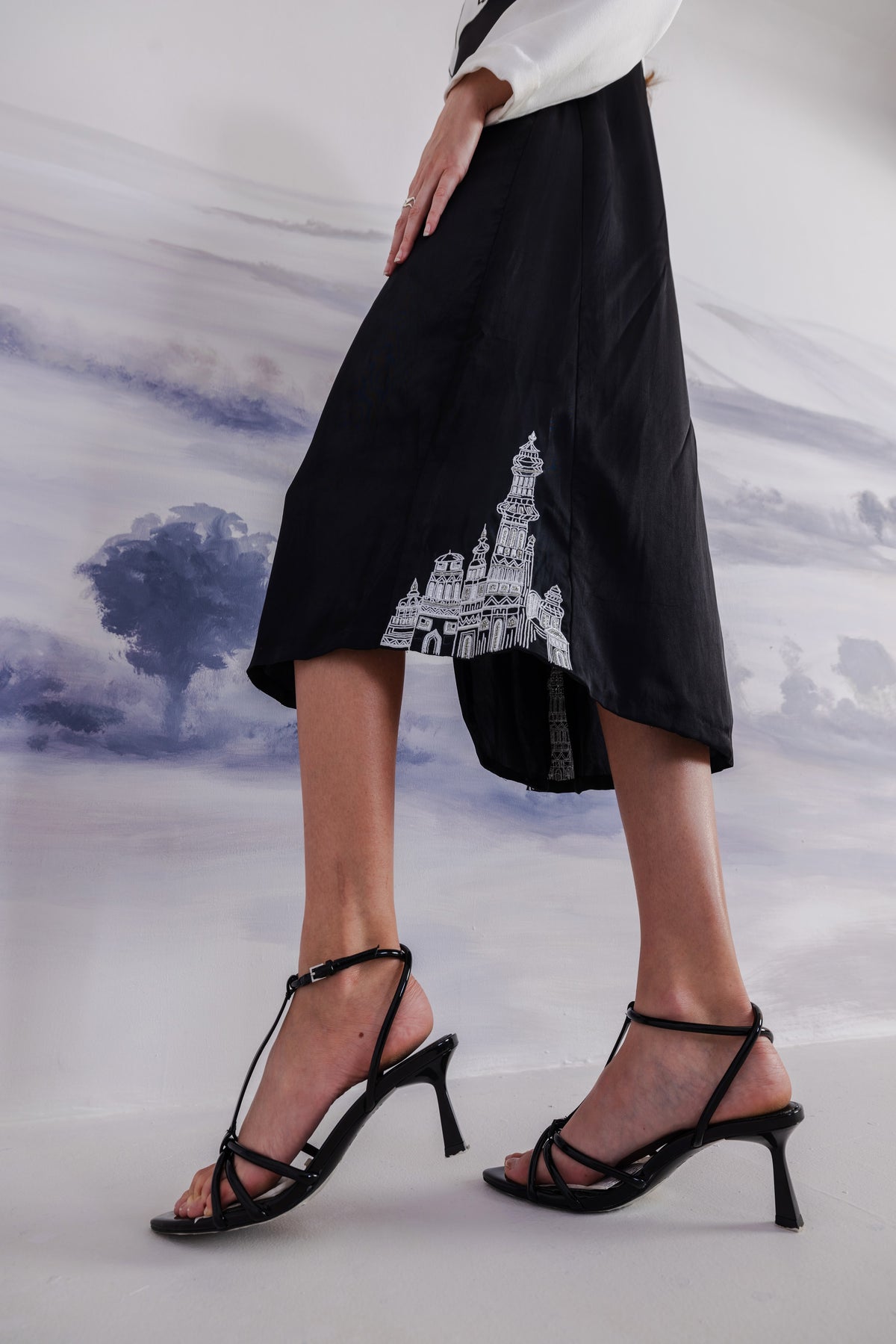 Asymmetric A-Line Shirt Dress – Alexandria - Black And White