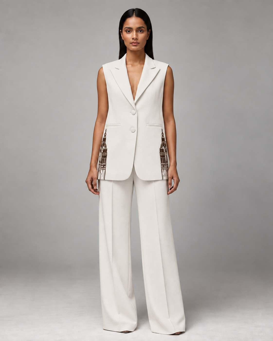 Sleeveless Tailored Blazer – Regal - White