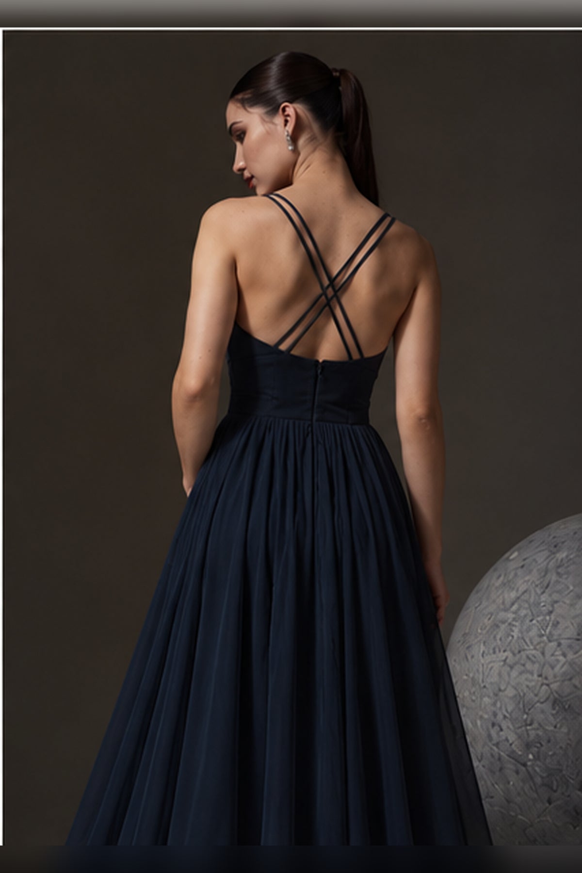 Sweetheart A-Line Organza Dress – Skyline - Poseidon Navy