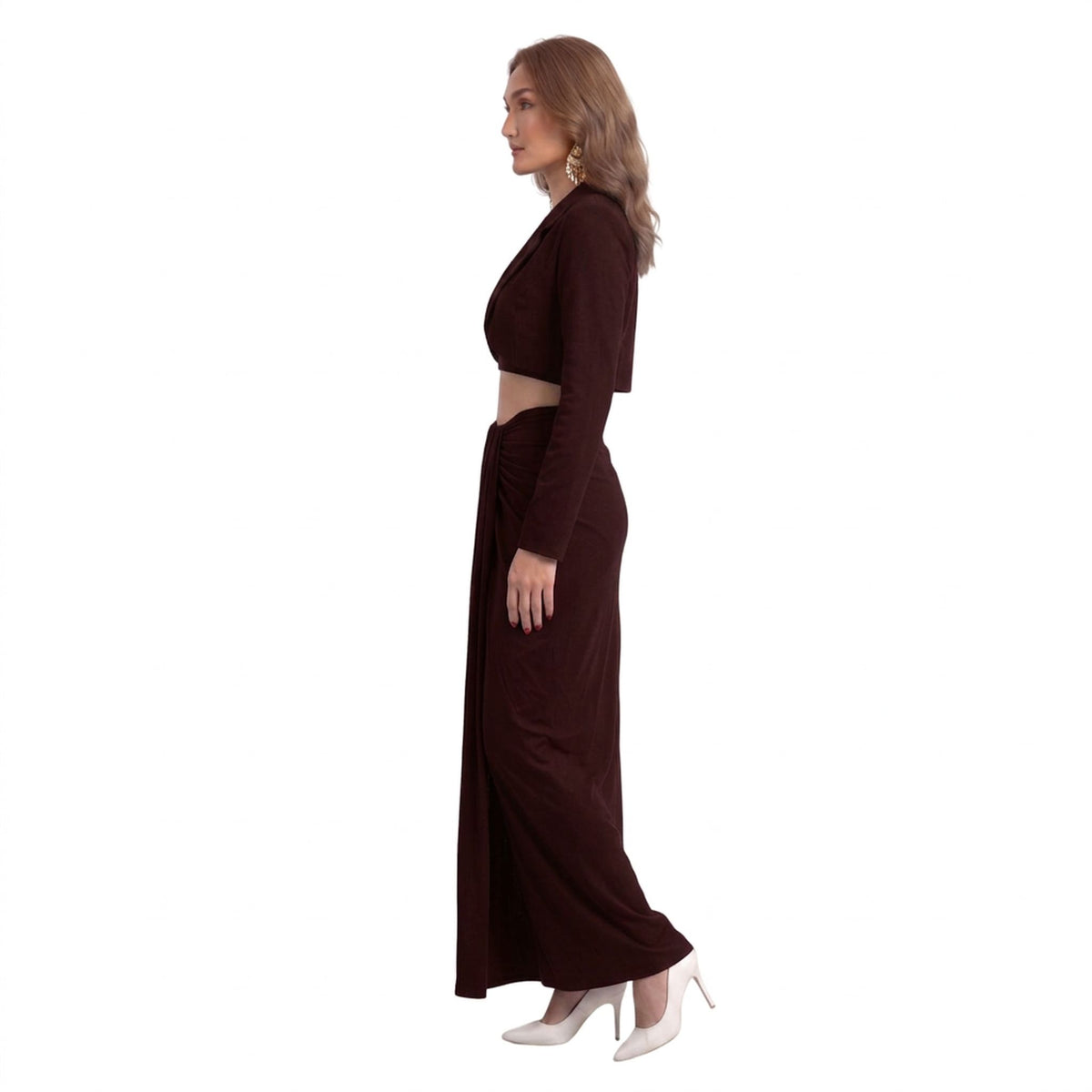 Draped Wrap Satin Skirt – Isis - Wine