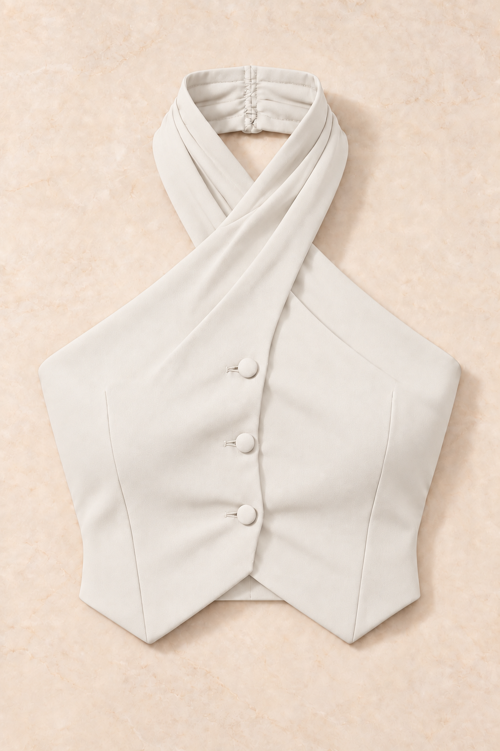 Draped Halter Neck Vest – Regal - White