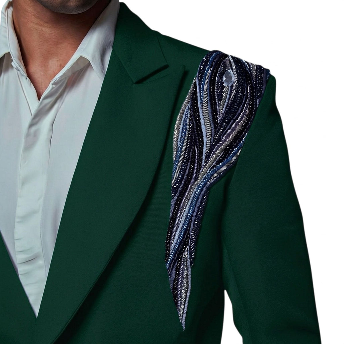 Men's Beaded Tuxedo Blazer – Eclipse - Dark Green