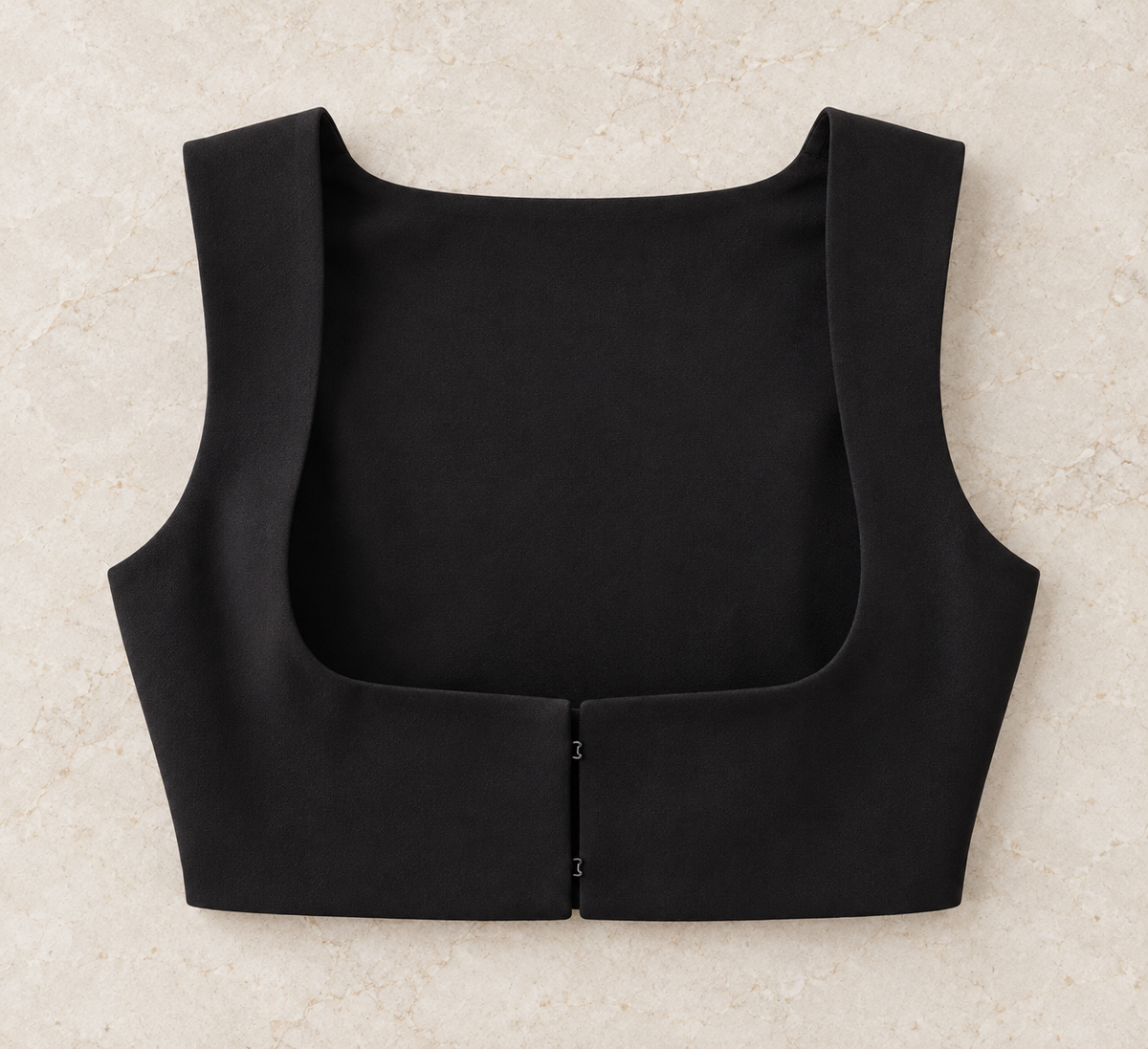 Cropped Hook Front Vest – Latin - Black
