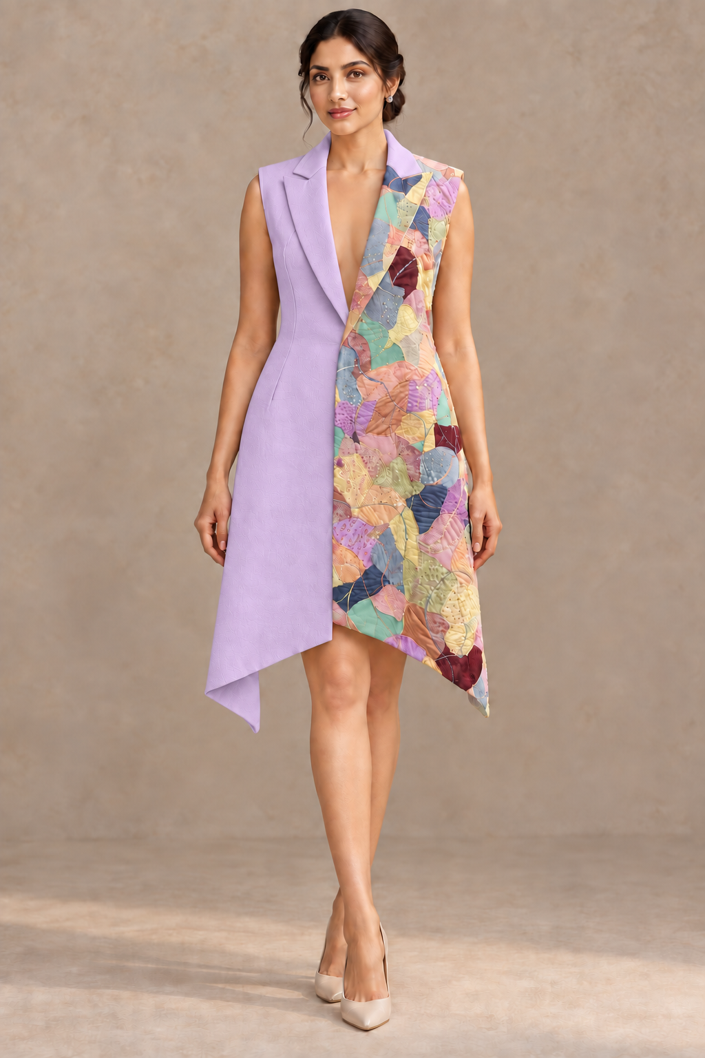 Asymmetric Wrap Blazer Dress – Artline - Lavender