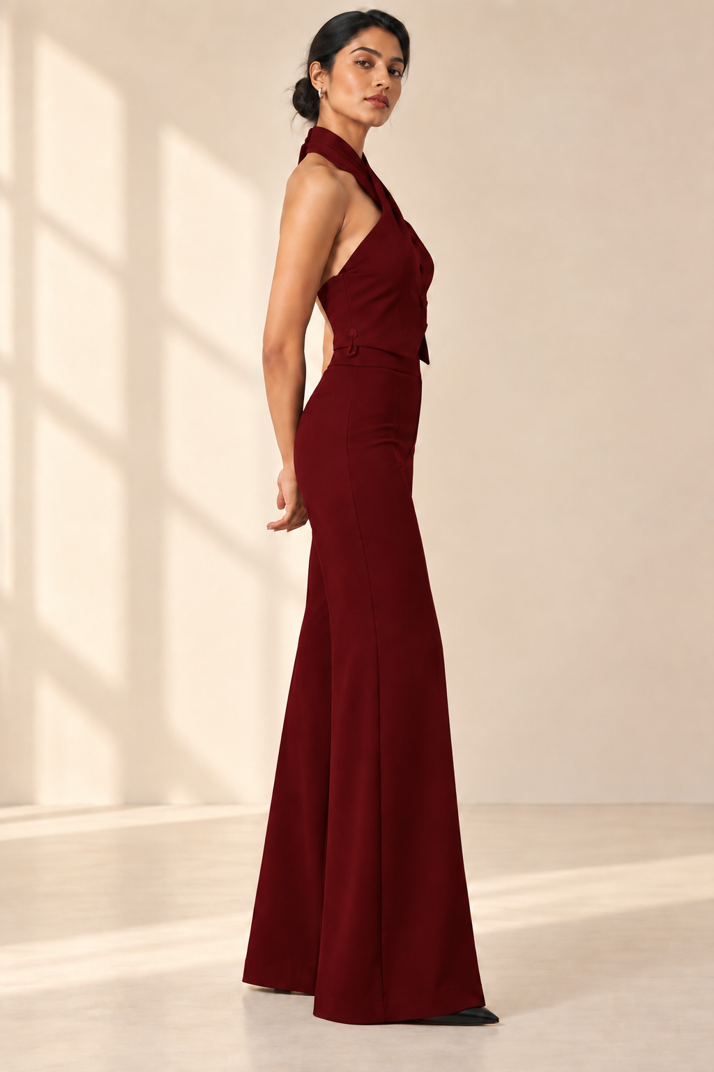 Draped Halter Neck Vest – Regal - Wine
