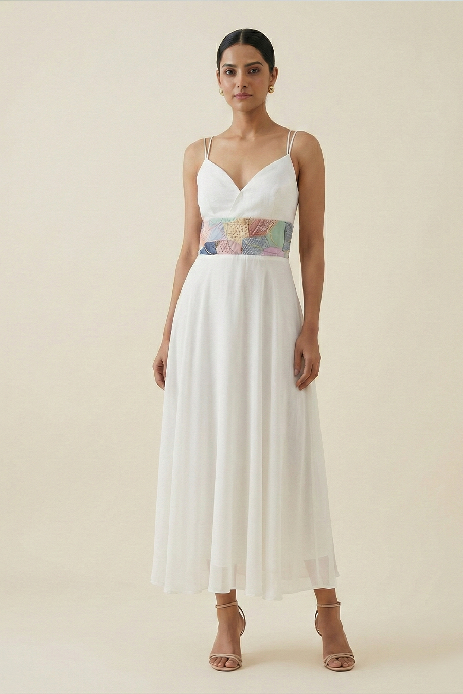 Organza Fit & Flare Dress - White