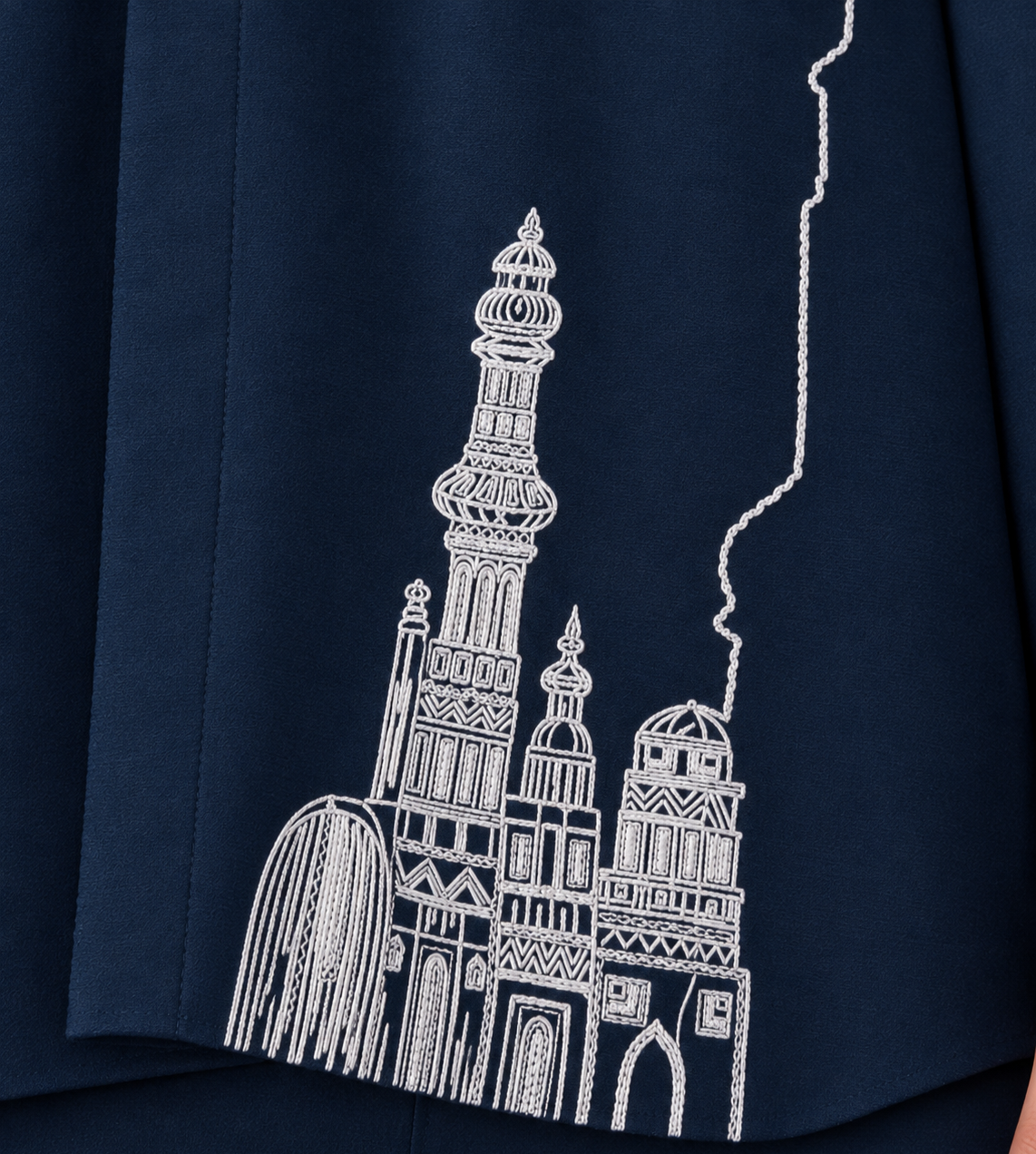 Beaded Line Embroidered Shirt – Feather - Maritime Blue