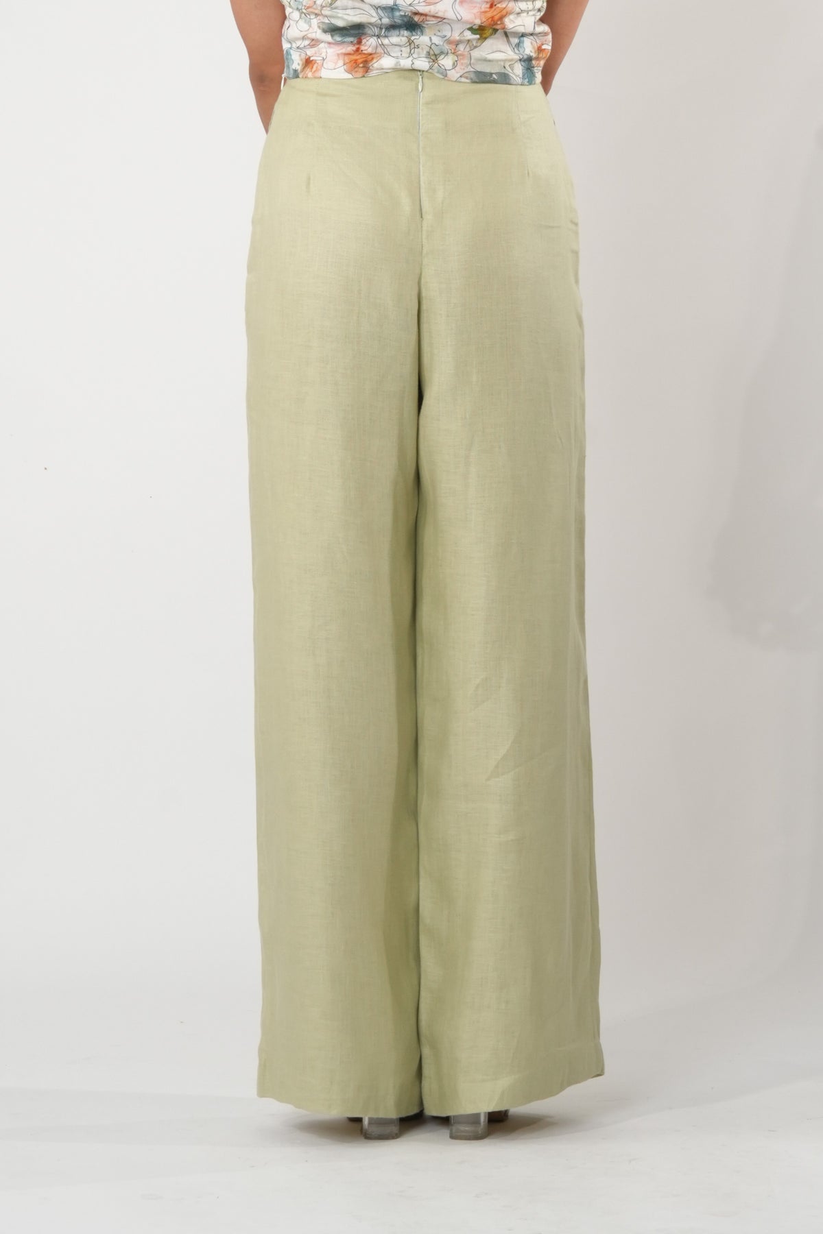 Embroidered Wide-Leg Trousers – Saga - Green