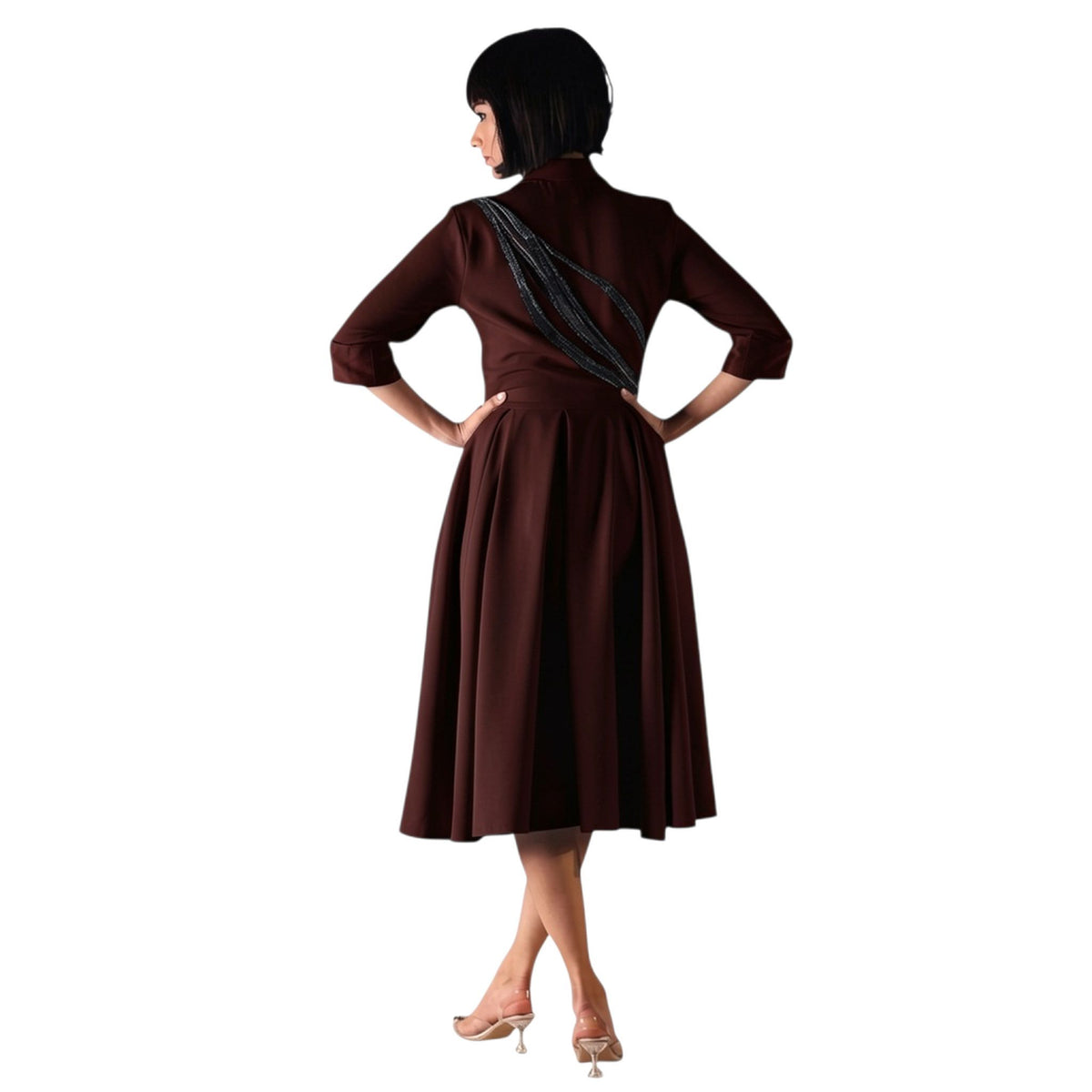 Collared Button-Down Skater Dress – Amunet - Wine