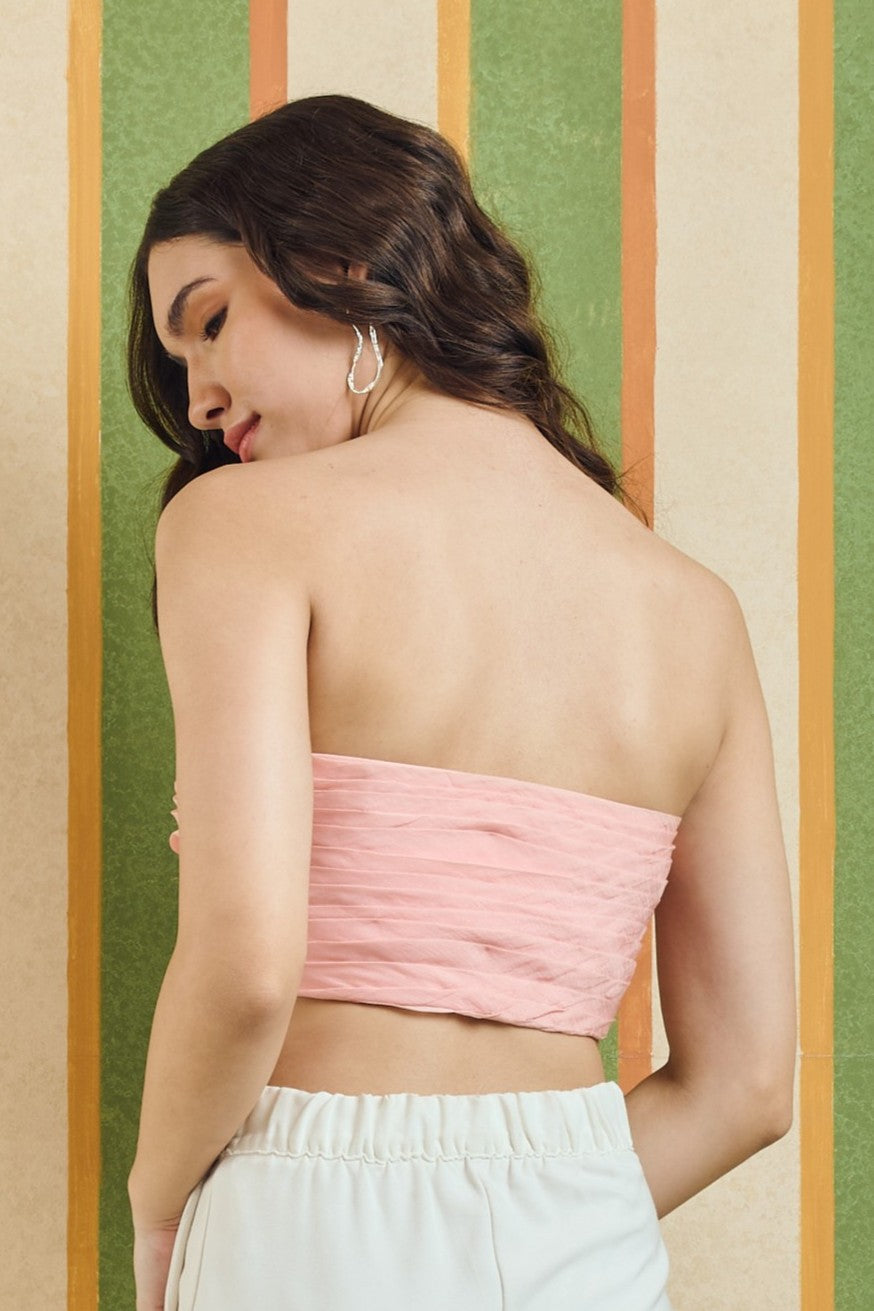 Ruched Organza Bustier – Roman - Peach