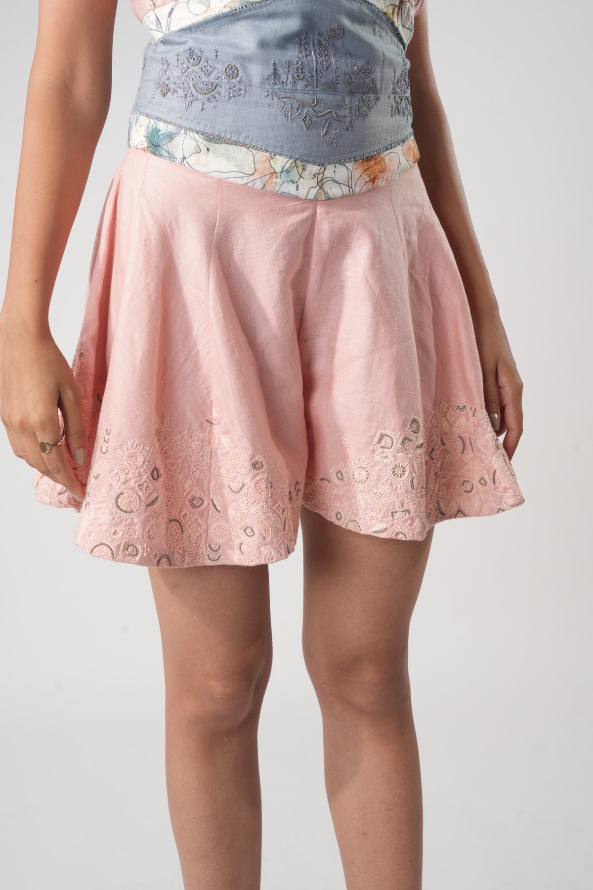 Strapless Embroidered Playsuit – Whimsy - Pink