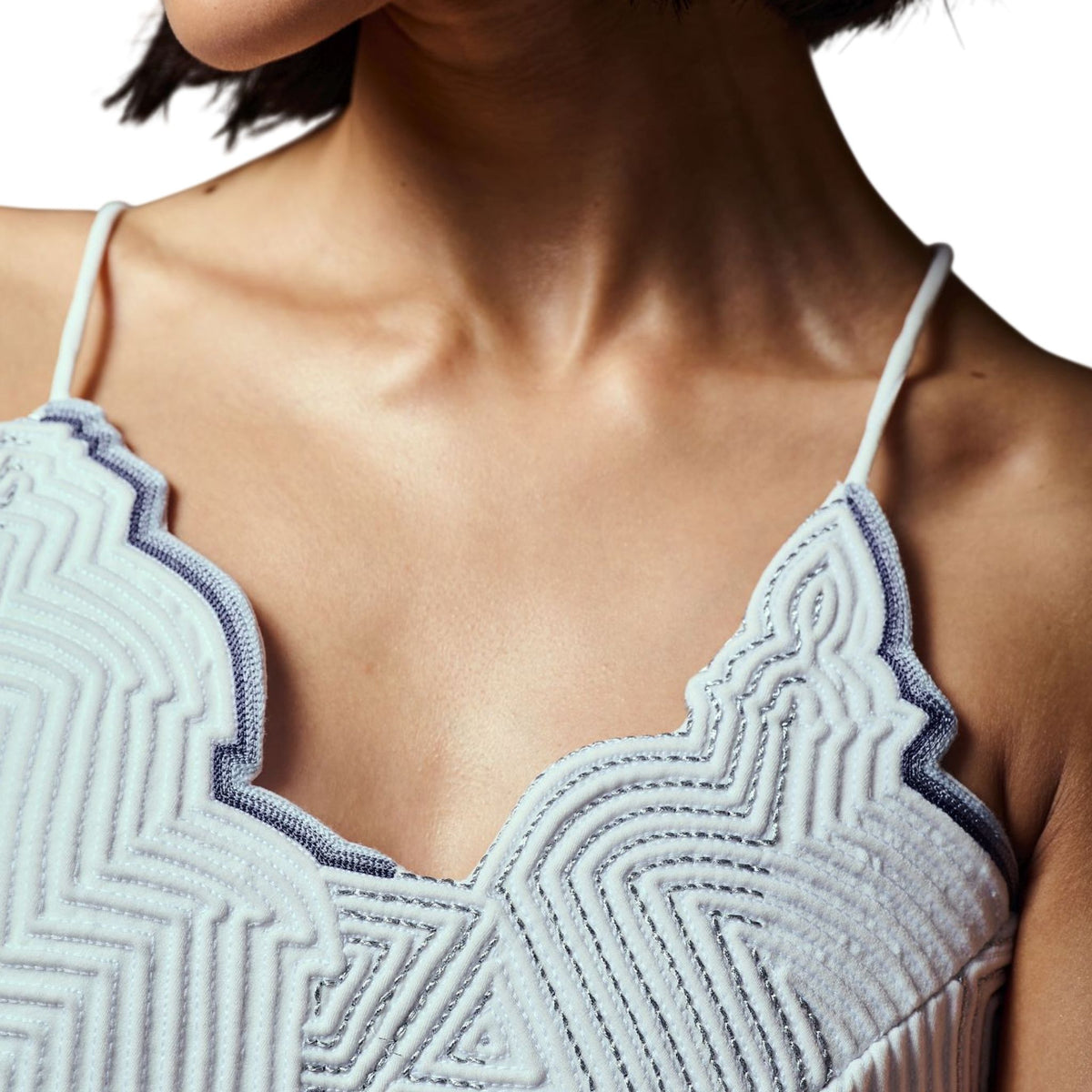 Asymmetric Neckline Crop Top – Horizon - White