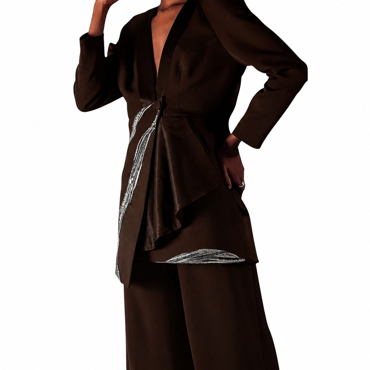 Asymmetric Drape Blazer – Nile - Wine