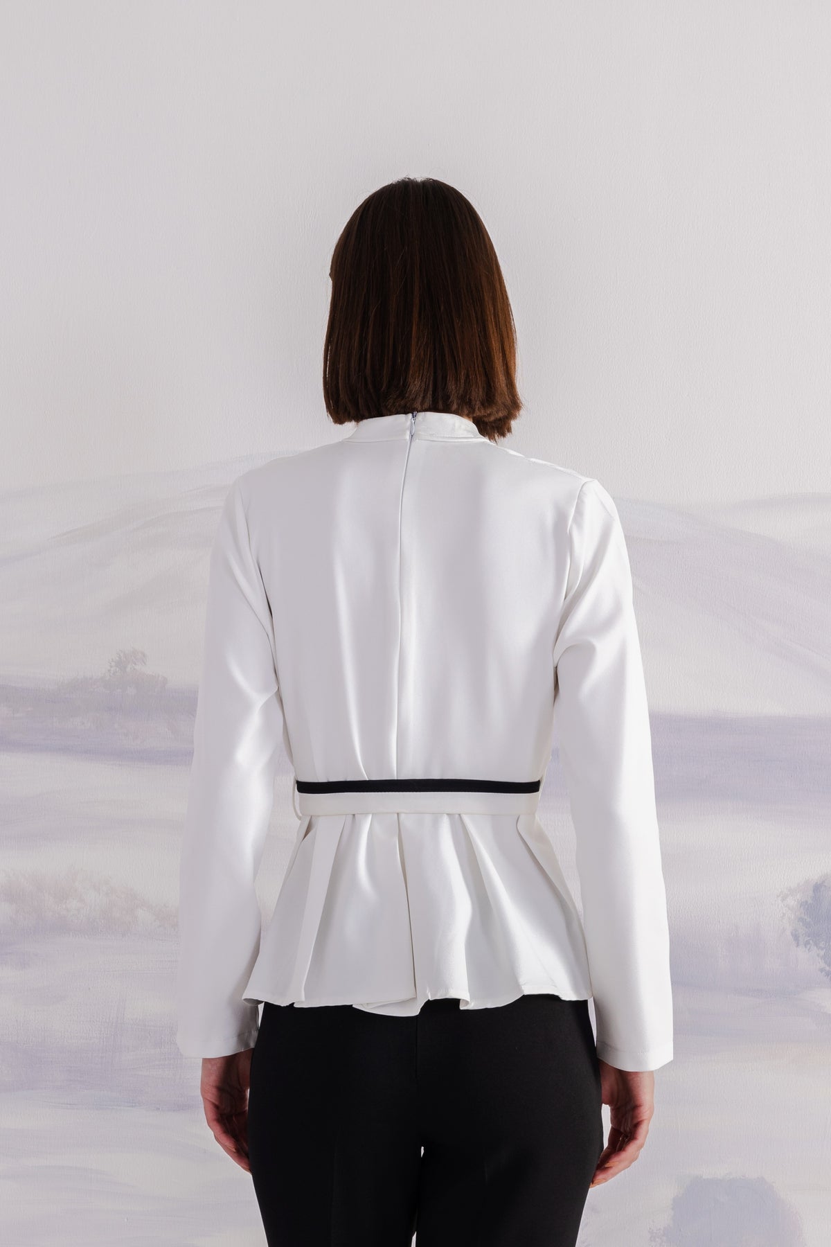 V-Neck Peplum Top – Regal - White
