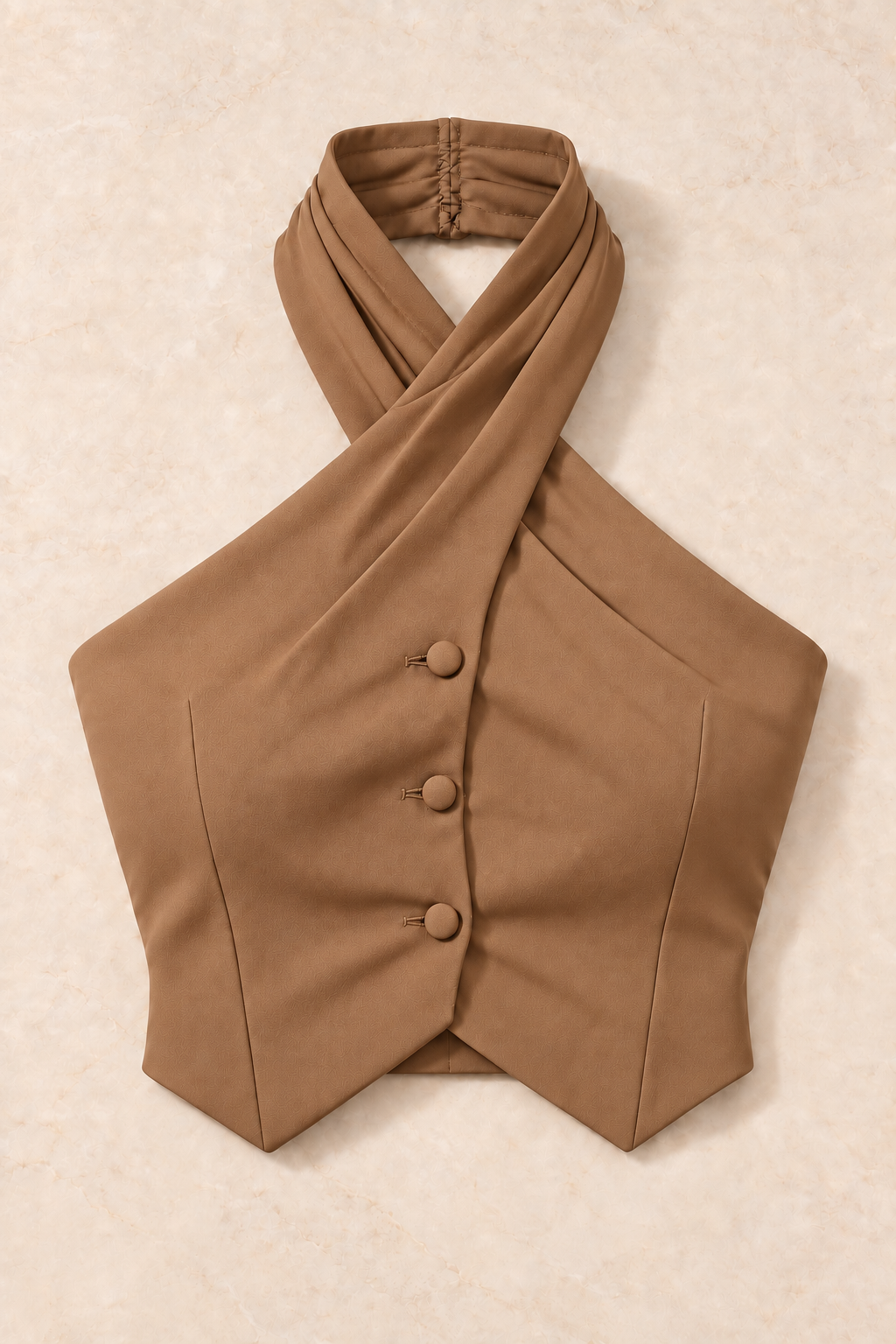 Draped Halter Neck Vest – Regal - Tan