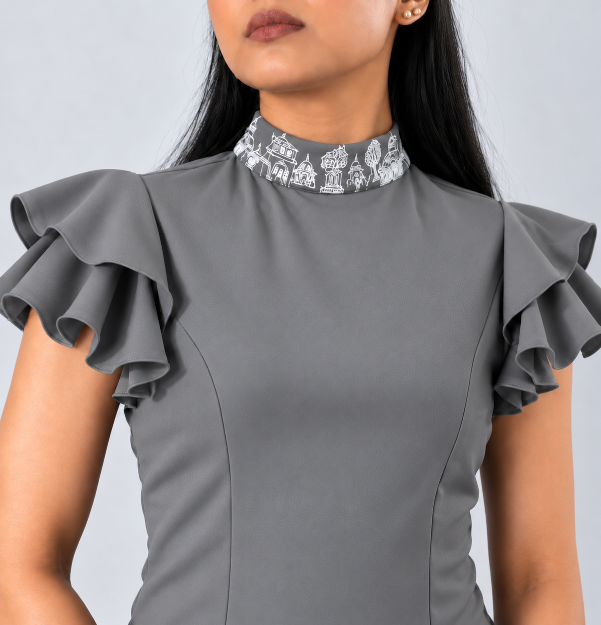 Ruffled Sleeve Bodysuit – Fantasticate - Mid Grey