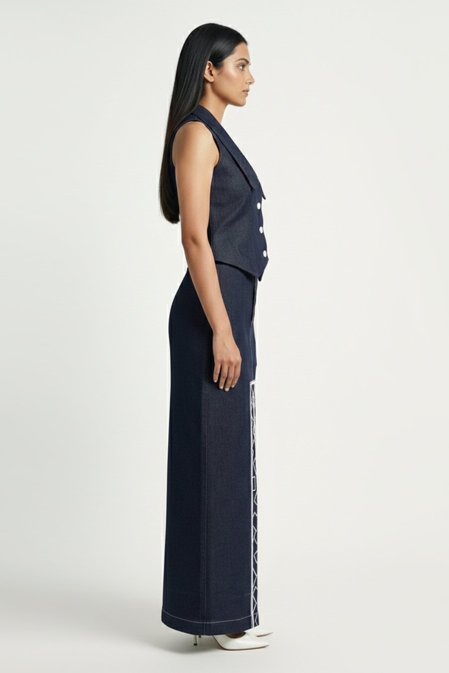Side Slit Denim Skirt – Sovereign - Blue