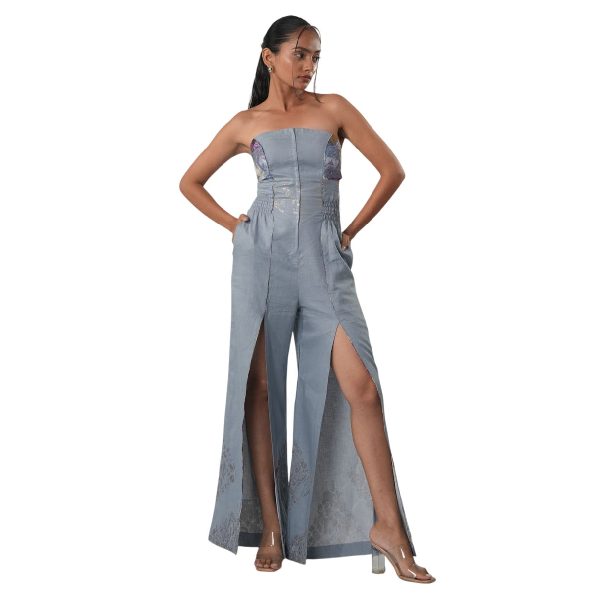 Strapless Wide-Leg Jumpsuit – Moonlit - Blue