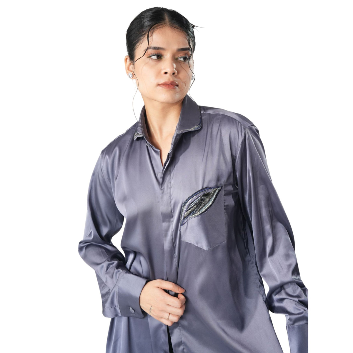 Oversized Back Pleat Shirt – Thoth - Cool Grey