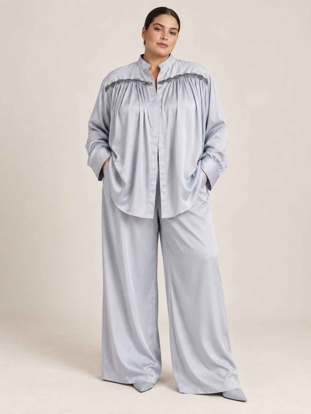 Angular Yoke Gathered Shirt – Ankh - Cool Grey