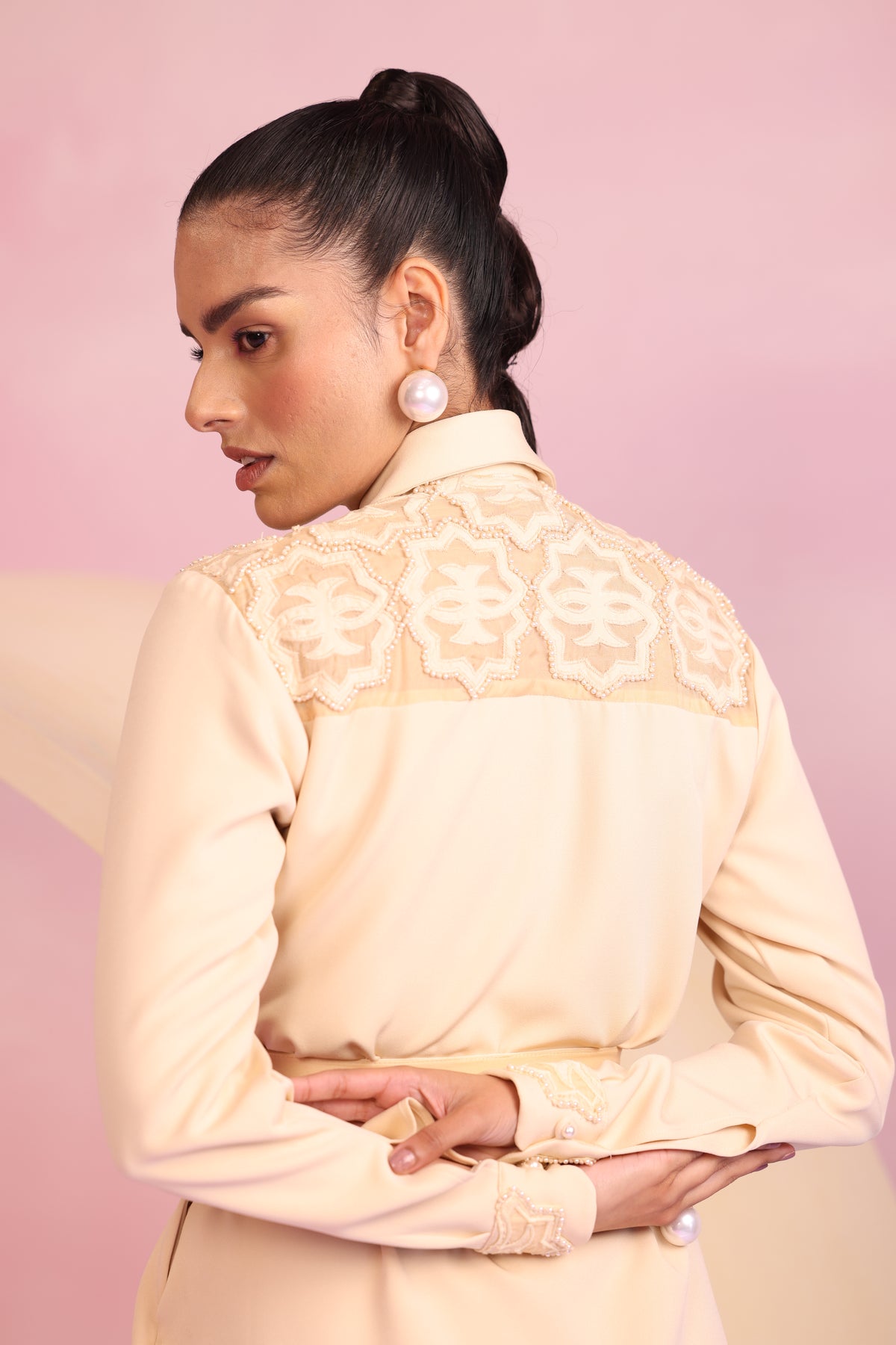 Embroidered Longline Coat Dress – Sylvan Muse - Nude