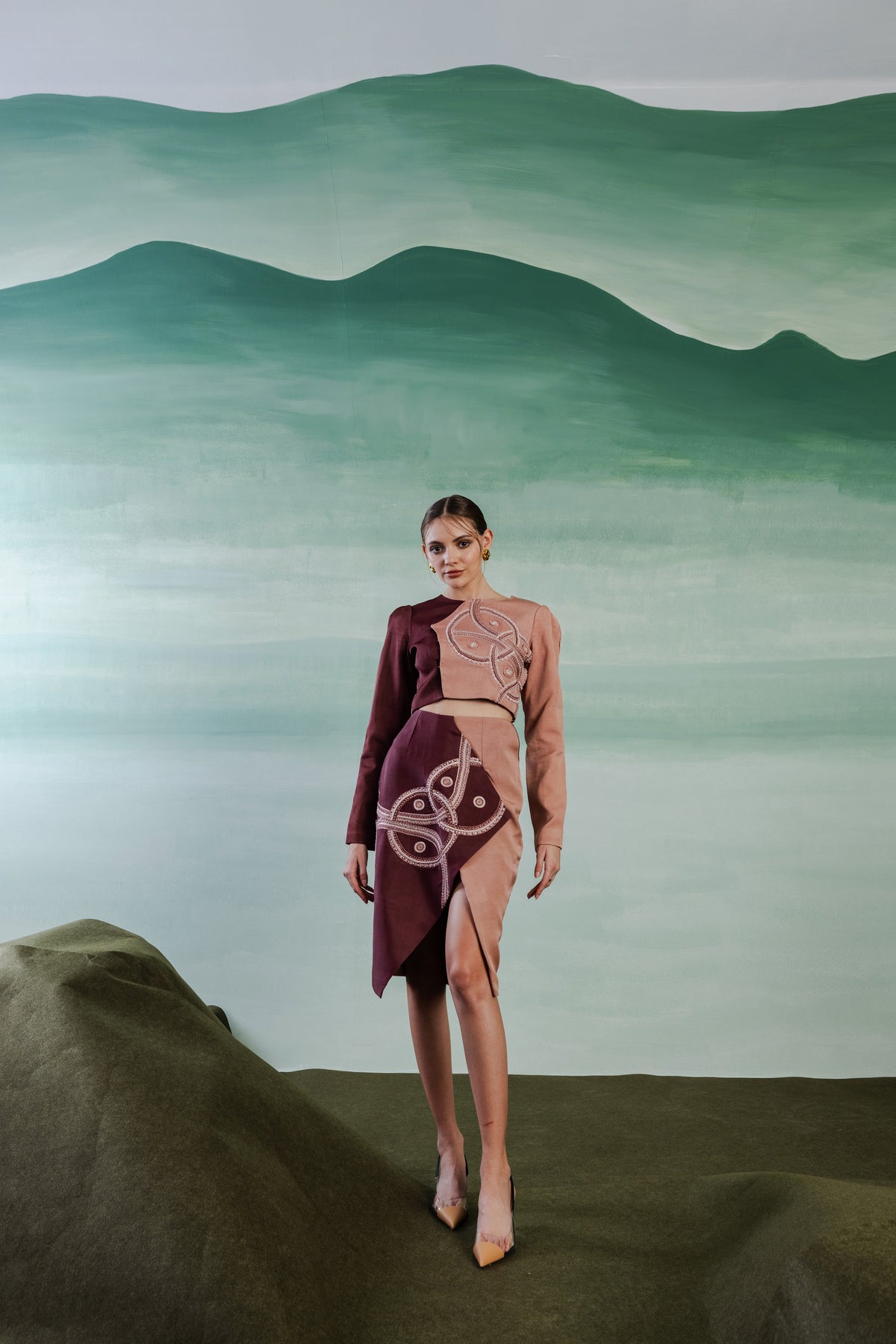 Embroidered Wrap-Around Jacket – Romanesque - Pinkish Brown