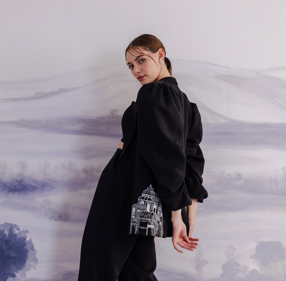 Puff Sleeve Tailored Blazer – Latin - Black