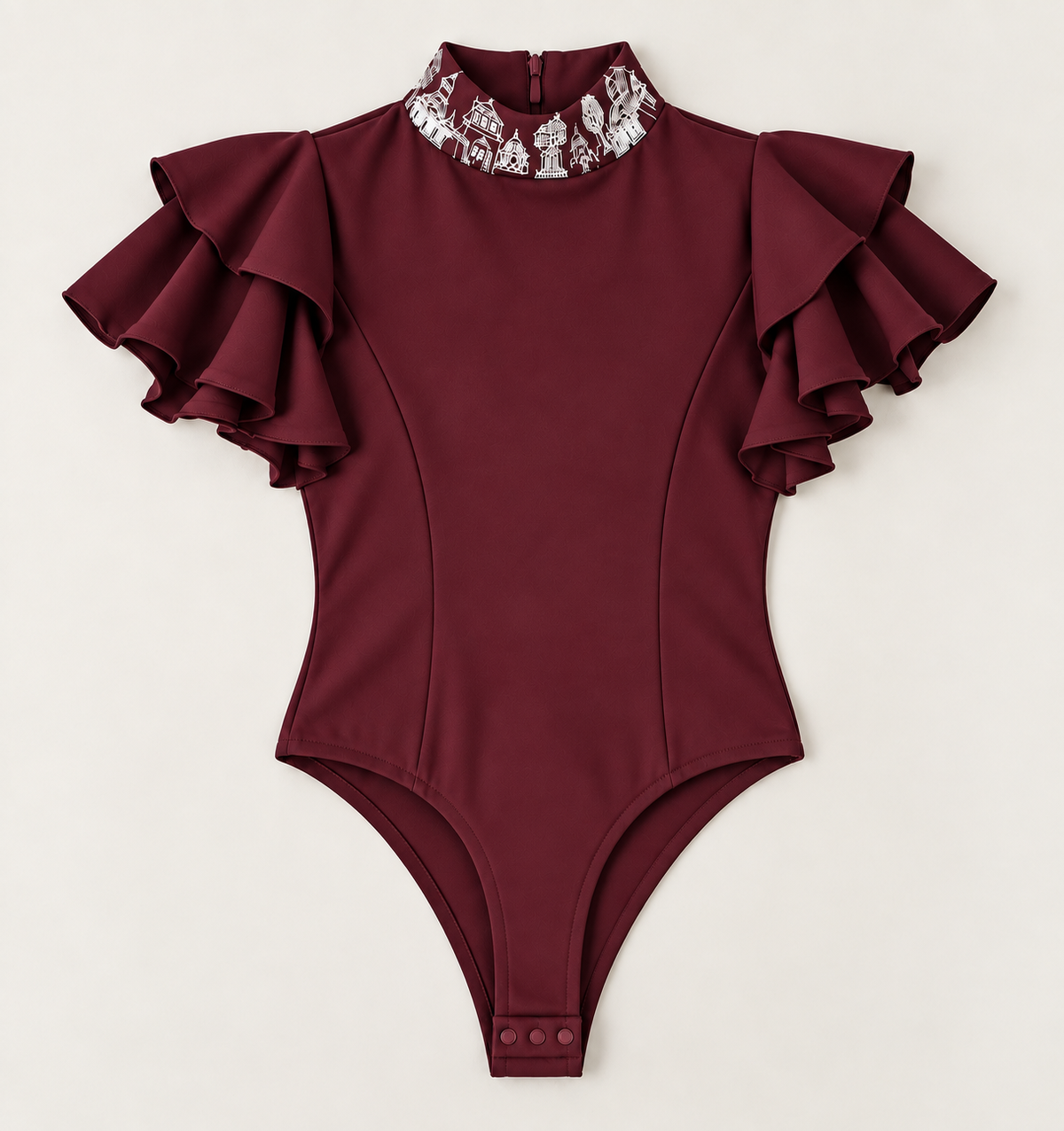 Ruffled Sleeve Bodysuit – Fantasticate - Wine