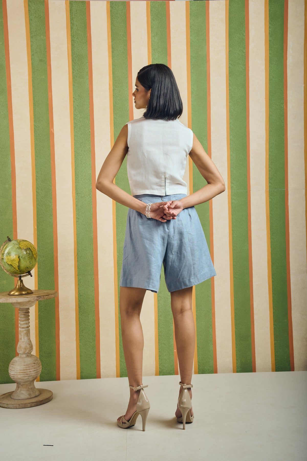 Coastal Drift Overlap Skort – Warli - Blue