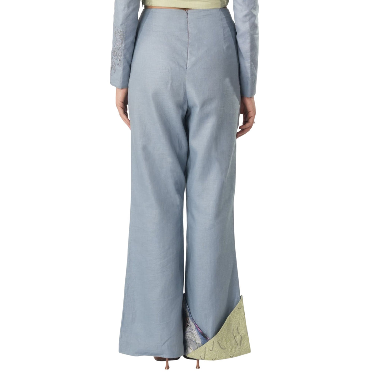 Colour Block Wide-Leg Trousers - Blue