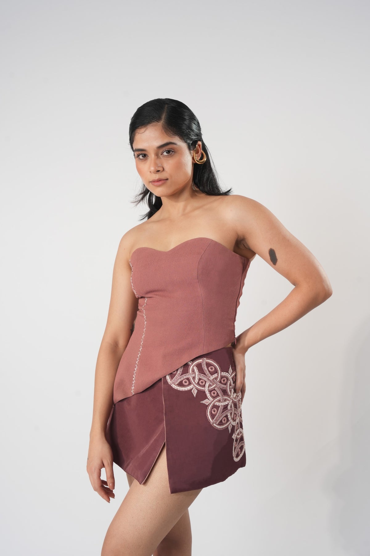 Asymmetric Sweetheart Corset – Knoticia - Pinkish Brown