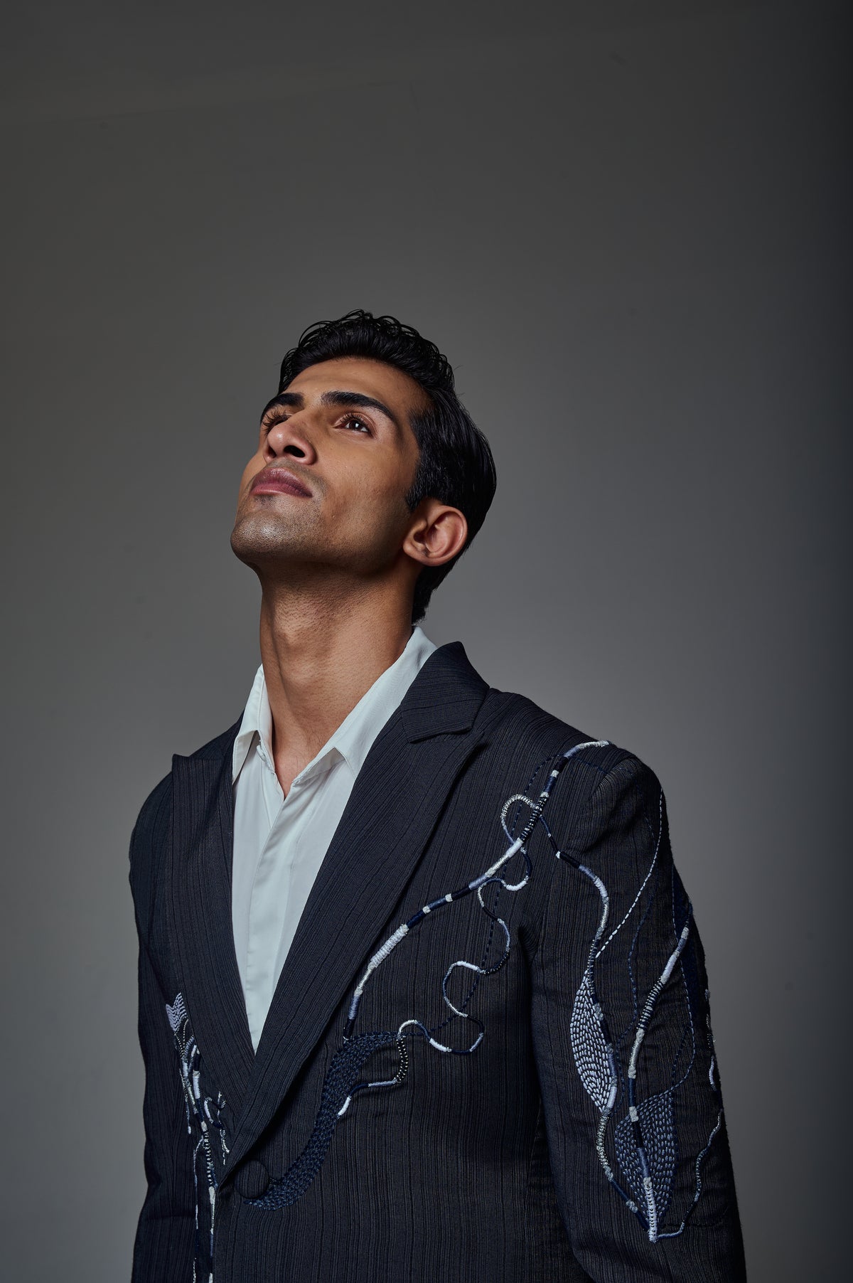 Men's Abstract Embroidered Blazer – Inkflow - Black