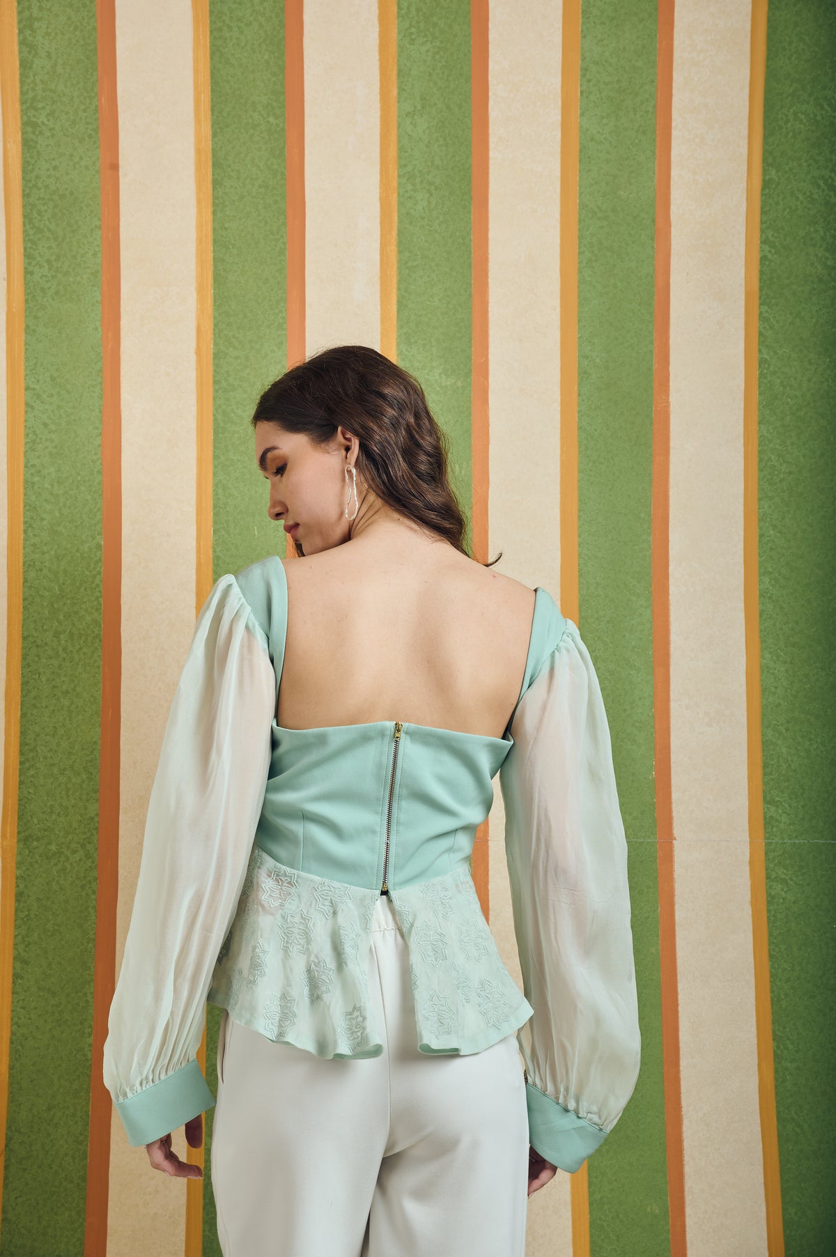 The Ilsa Peplum Top – Bloom - Mint Green