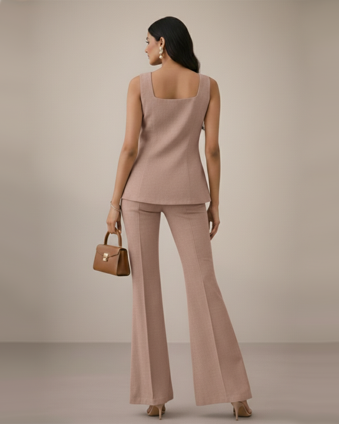 Square Neck Tailored Vest – Café - Mocha