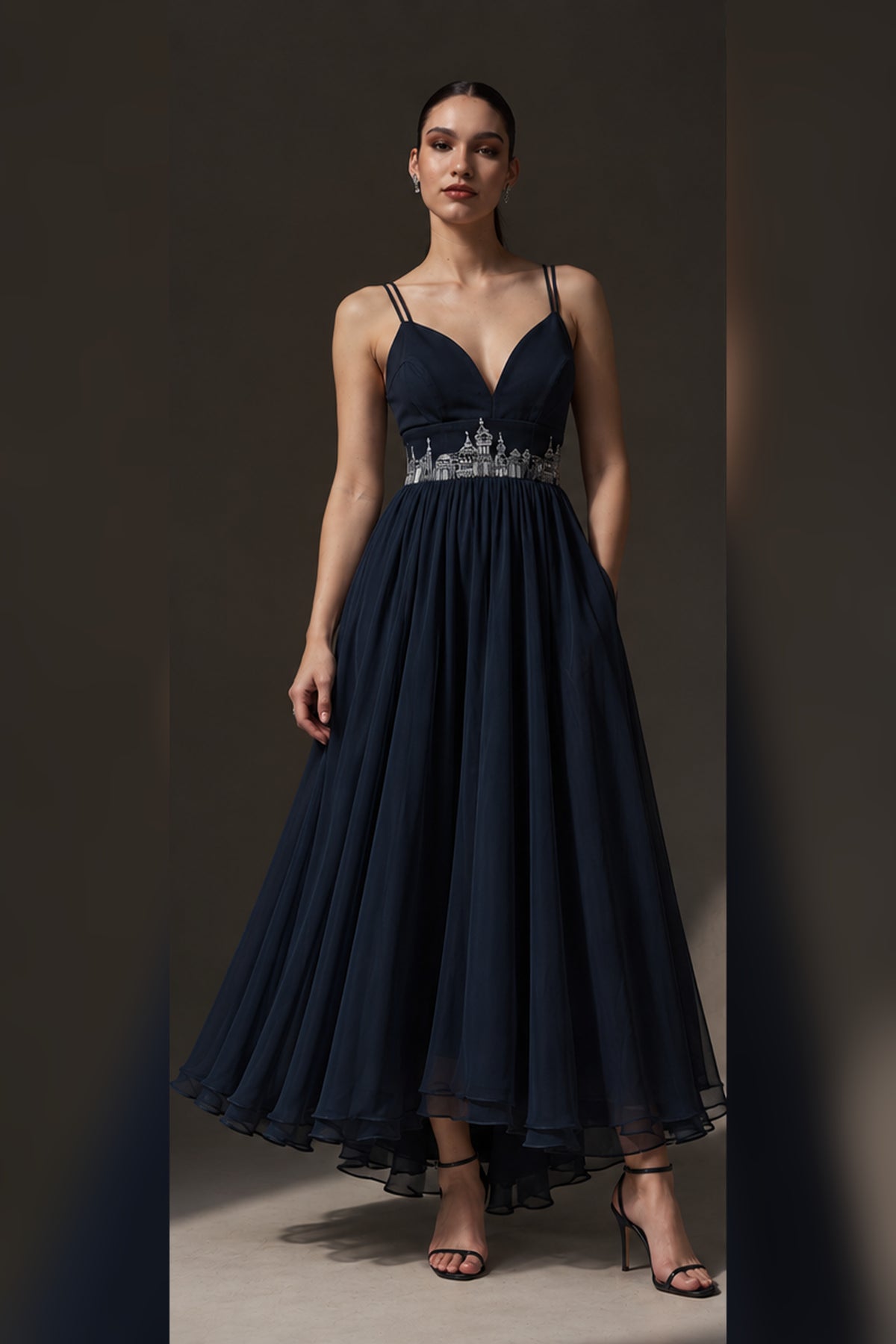 Sweetheart A-Line Organza Dress – Skyline - Poseidon Navy